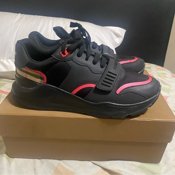 Burberry Other - Burberry shoes black vintage check sneakers